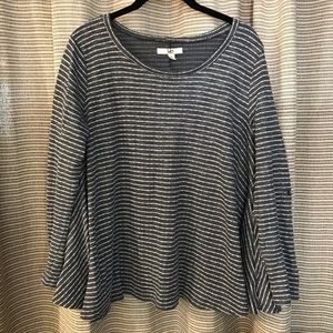 Swing style comfy long sleeve tee - blue and white